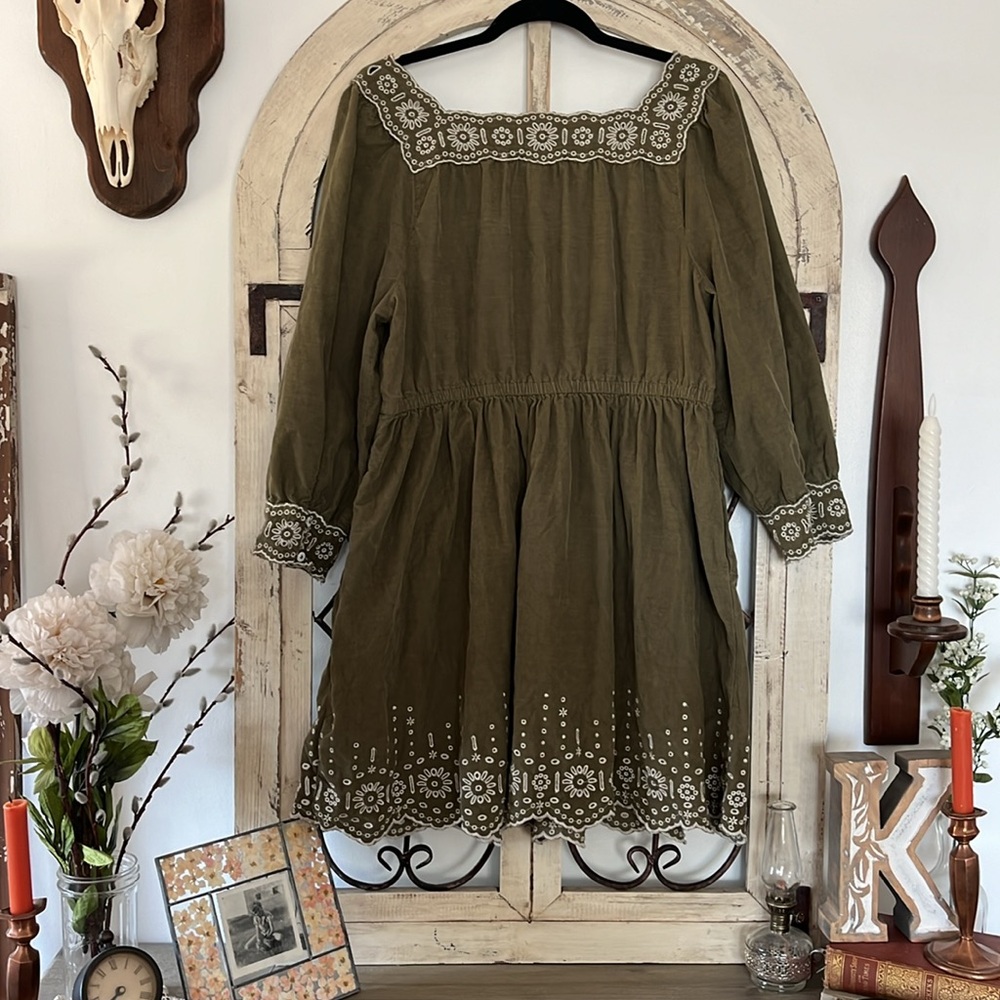 Madewell Embroidered Corduroy Square-Neck Mini Dress - Picture 7 of 10